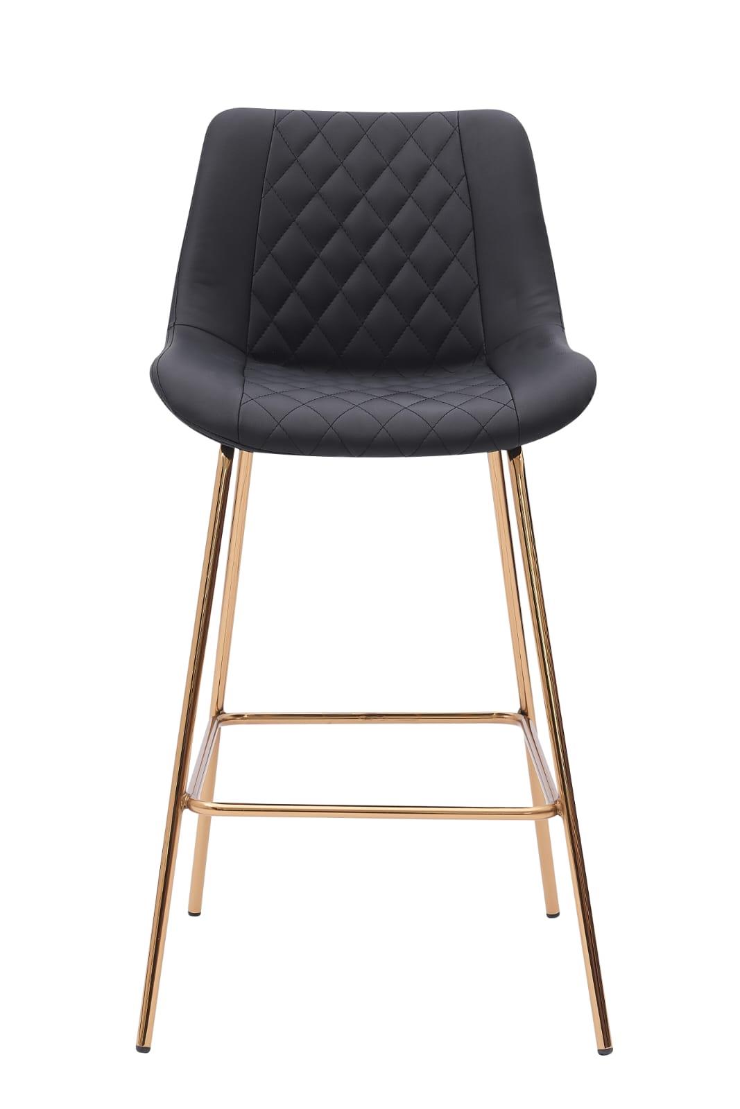 כסא בר מעוצב דגם ליסבון גולד דמוי עור שחור כסא בר מעוצב דגם ליסבון גולד דמוי עור שחור