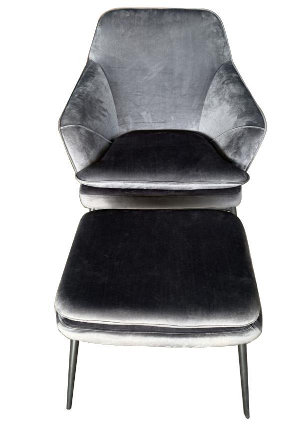 כורסא מעוצבת יוקרתית לבית דגם ביאנקה בד אפור **כולל הדום**