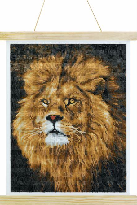 אומנות קריסטל - תמונת בד עם מסגרת עץ אריה 40x50 אומנות קריסטל - תמונת בד עם מסגרת עץ אריה 40x50