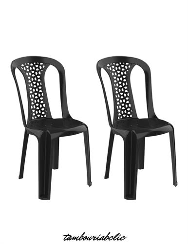 2 כיסאות פלסטיק איכותיים בצבע שחור - דגם ארז