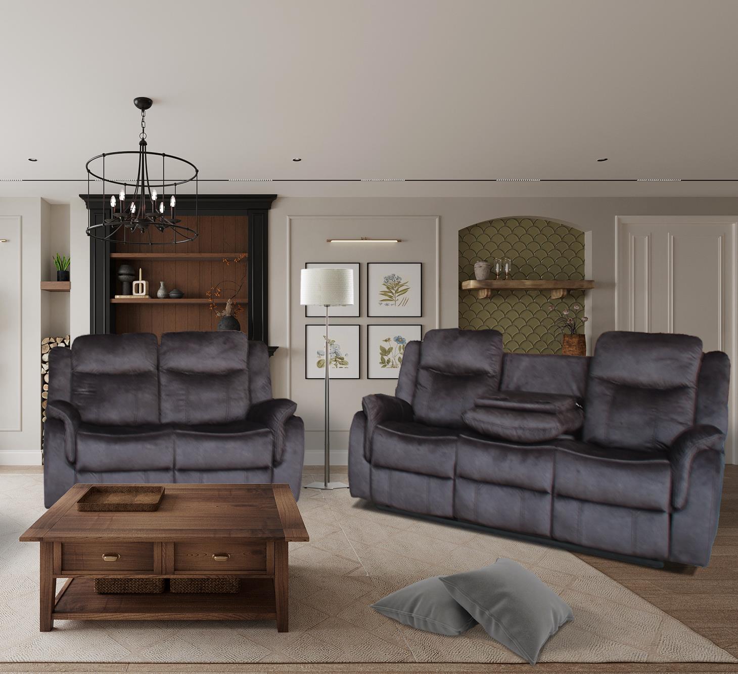 מערכת ישיבה עם ריקליינרים 3+2 דגם ביאנקה צבע שחור