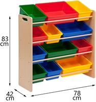 ארגונית צעצועים 12 קופסאות צבעוניות גימור עץ דגם SRT-01602 מבית honey can do ארה"ב