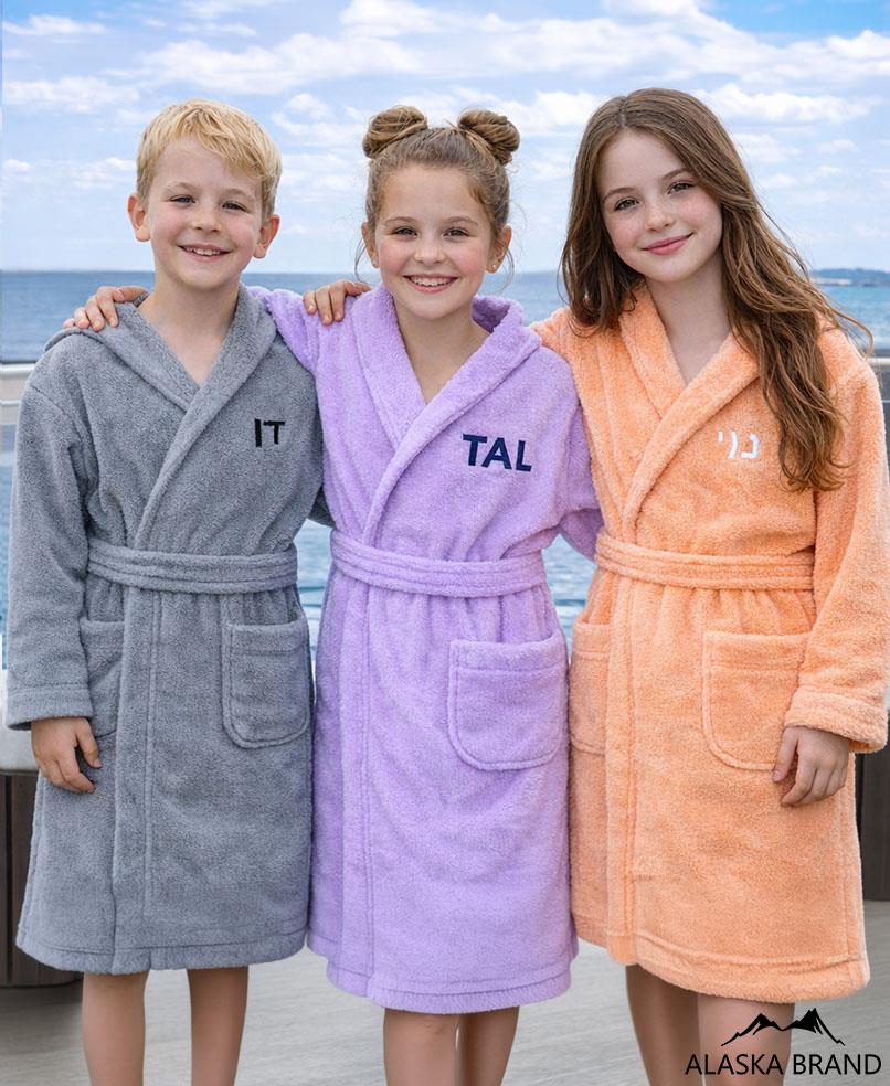 חלוקים לילדים ונוער - Premium עם כובע 100% כותנה | אפשרות לרקמה אישית