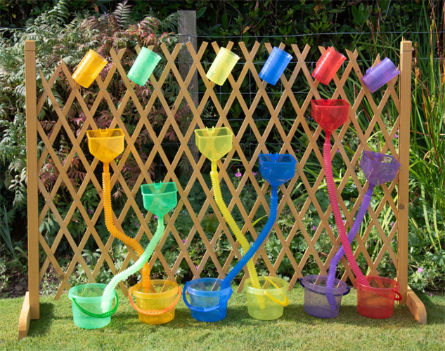 סט משפכים וצינורות צבעוניים שקופים למשחק