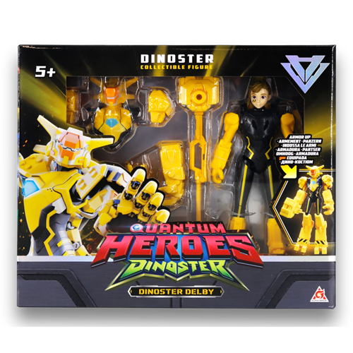 דינוסטר DINOSTER - דמות משחק עם שריון נפרד להלבשה Armor Up - דלבי (צהוב)