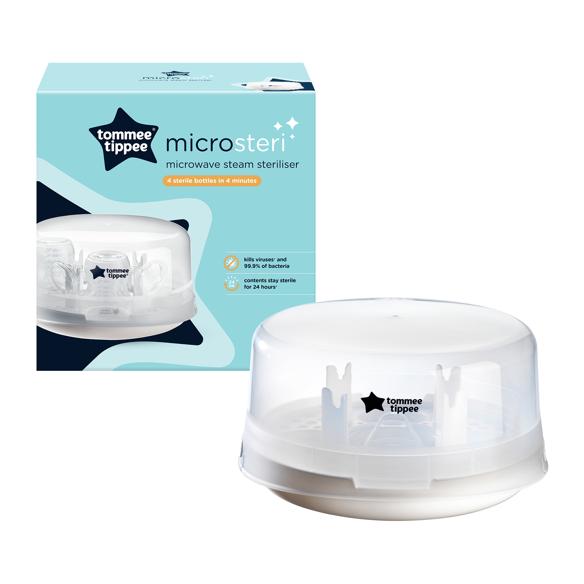 סטריליזטור לעיקור מוצצים, אביזרי האכלה ובקבוקי תינוקות MicroSteri + מוצץ