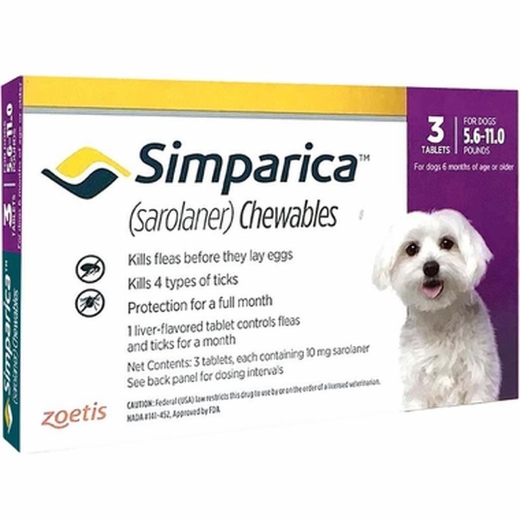 סימפריקה 10 מג לכלב במשקל 2.5-5 קג simparica