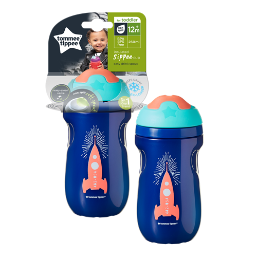 בקבוק שתייה כחול 260 מ"ל 12m+ עם פיה מסדרת Tommee Tippee Sippee