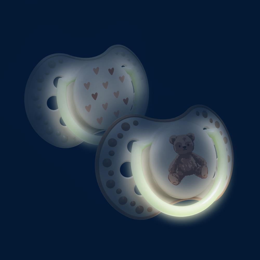 סט מוצצי לאבי מהדורת דובי לאב 0-6 זוהר בחושך