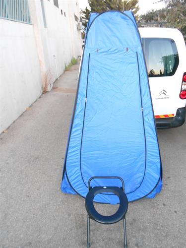סט נוחות לשטח  אוהל צבע ירור או הסוואה (כחול - אזל ) עם  אסלה שחורה POP UP