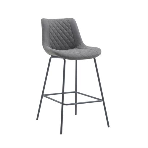 כסא בר מעוצב דגם ליסבון דמוי עור אפור
