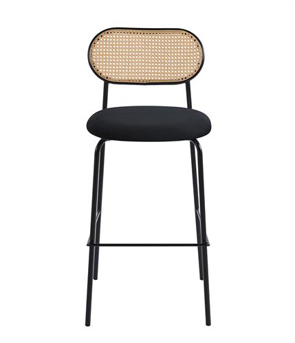 כסא בר מעוצב בשילוב ראטן דגם מאליבו צבע שחור