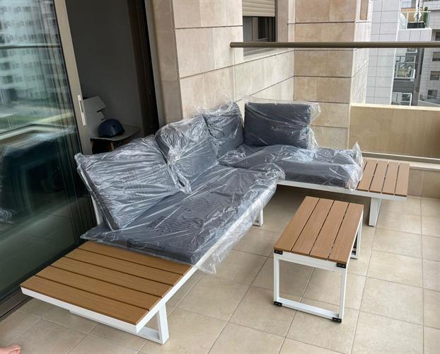 מערכת ישיבה לגינה ולמרפסת אלומיניום פינתי דגם לאס וגאס לבן