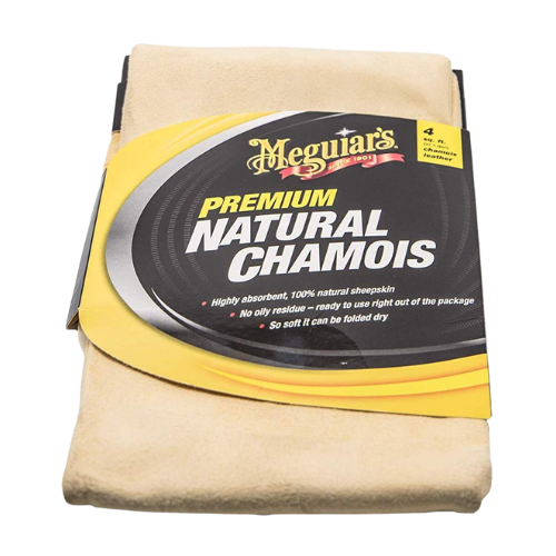 ג'ילדה לרכב מעור אמיתי - PREMIUM NATURAL CHAMOIS מבית MEGUIAR'S | גודל 40X60 ס''מ