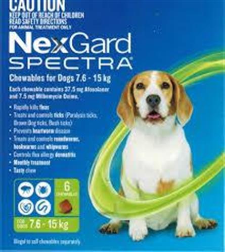 NexGard Spectra חבילת 3 כדורים בטעם עוף נגד פרעושים וקרציות לכלבים במשקל 15-7.5 ק"ג