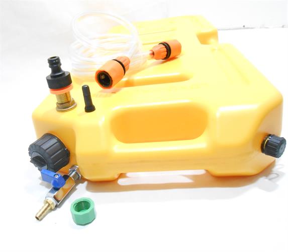 Tank with tap and top filling point copy includes breather flat tank 20 liters yellow