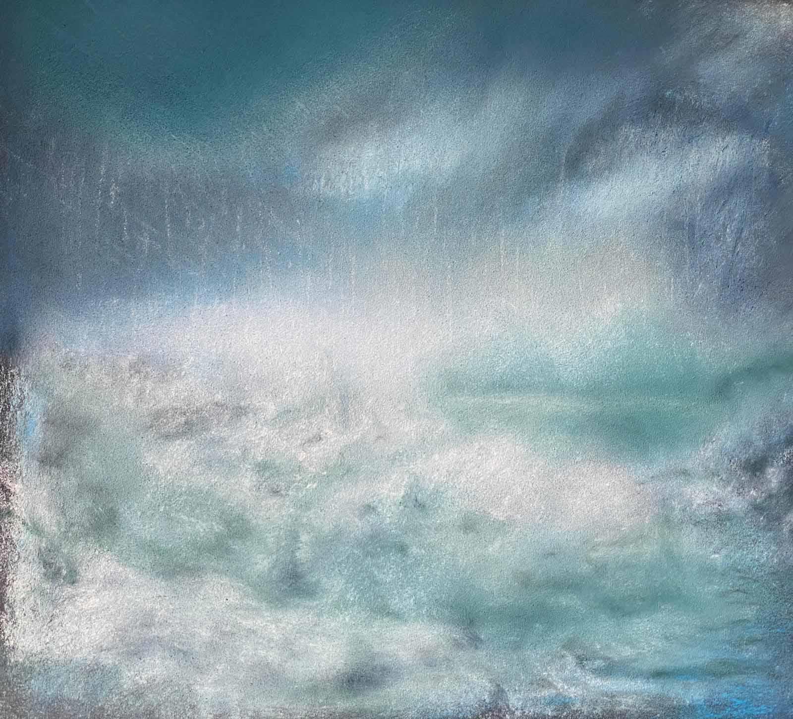 The Song of Water, 2023, chalk on paper, 40x40 cm