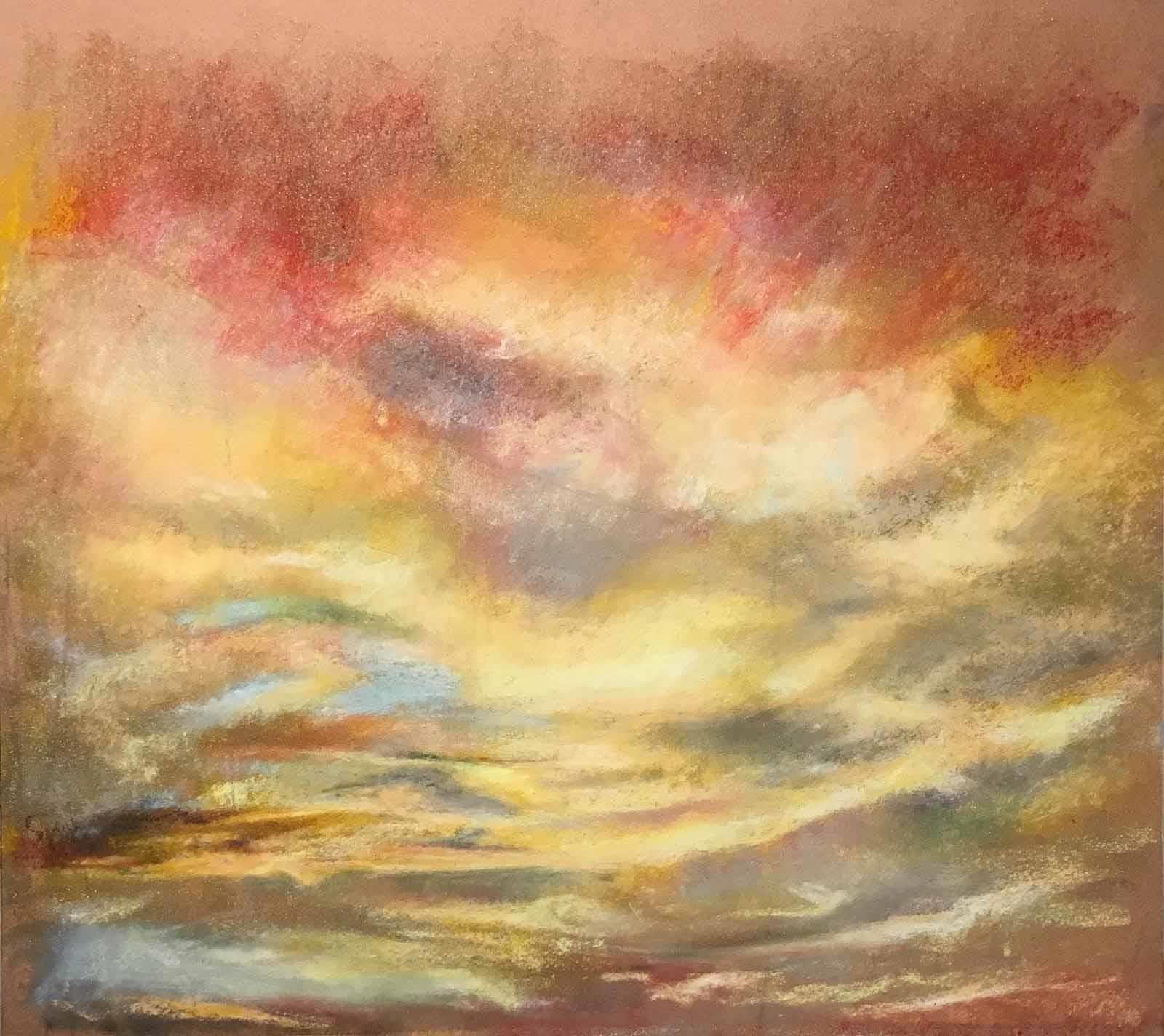 Clouds , 2023, chalk on paper, 50x50 cm