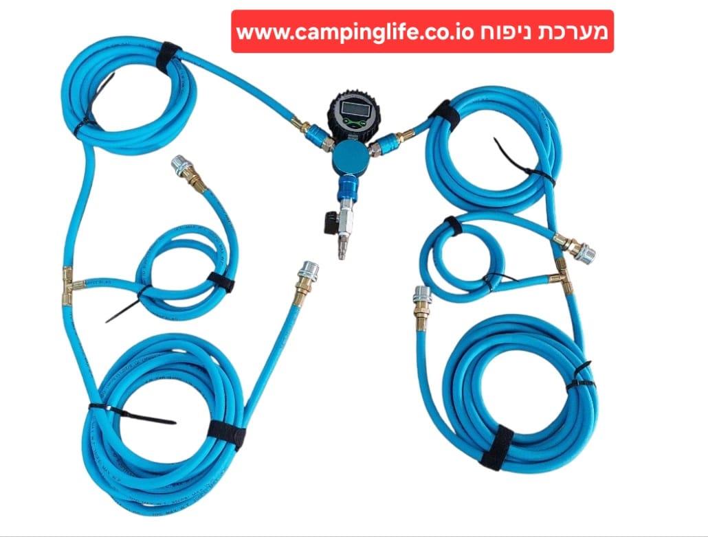 מערכת ניפוח אוויר דיגיטלית 4 גלגלים משווה לחצים וגם מאפשרת הורדת אוויר מהיר מ 4 גלגלים קמפינג לייף