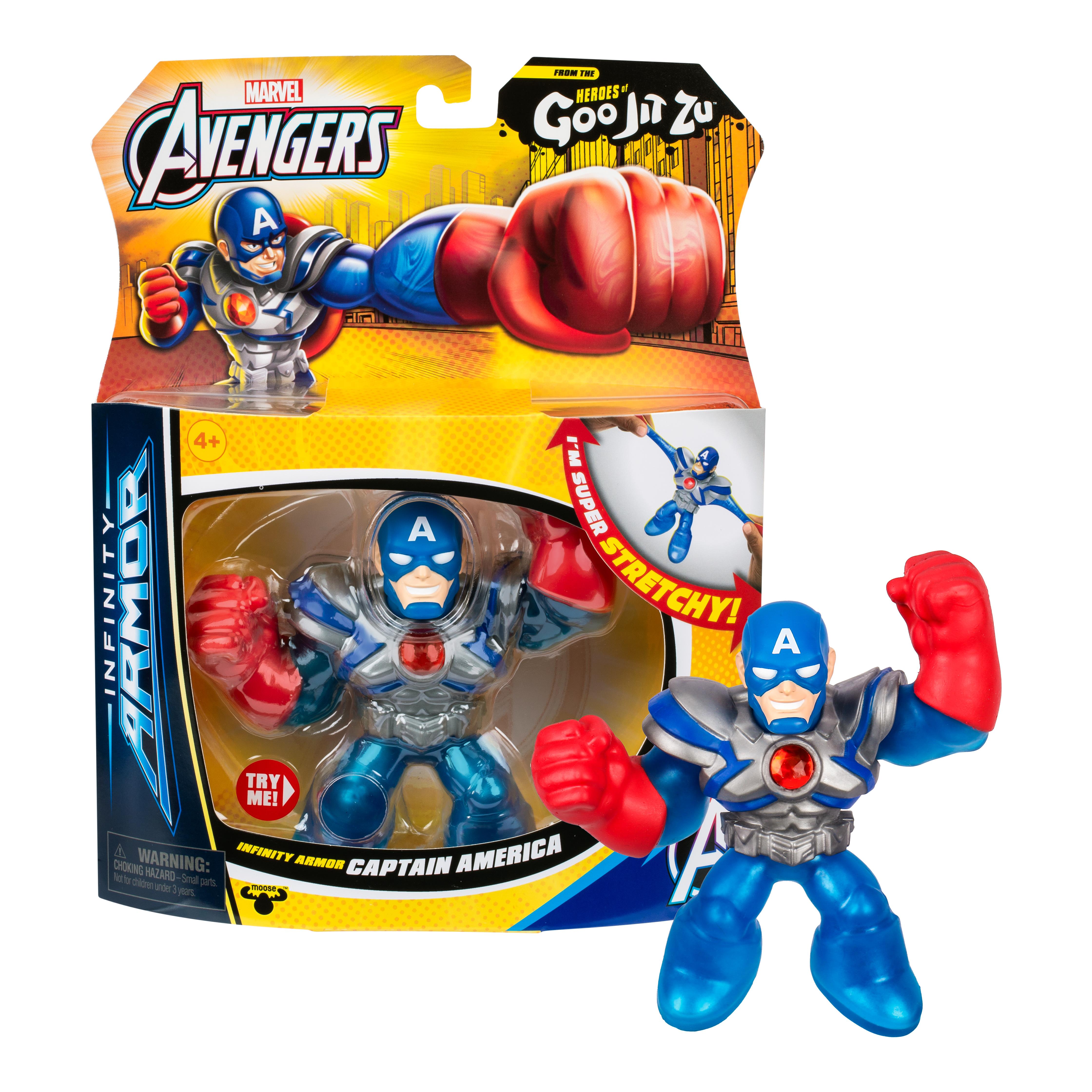 גו ג'יט זו X מארוול - בובה נמתחת - סטרץ' Avengers גיבורי על קפטן אמריקה - Goo Jit Zu