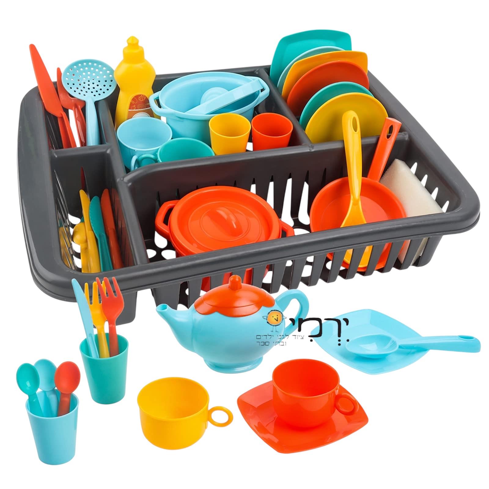 כלי מטבח מפואר + מגש ייבוש כלים אפור