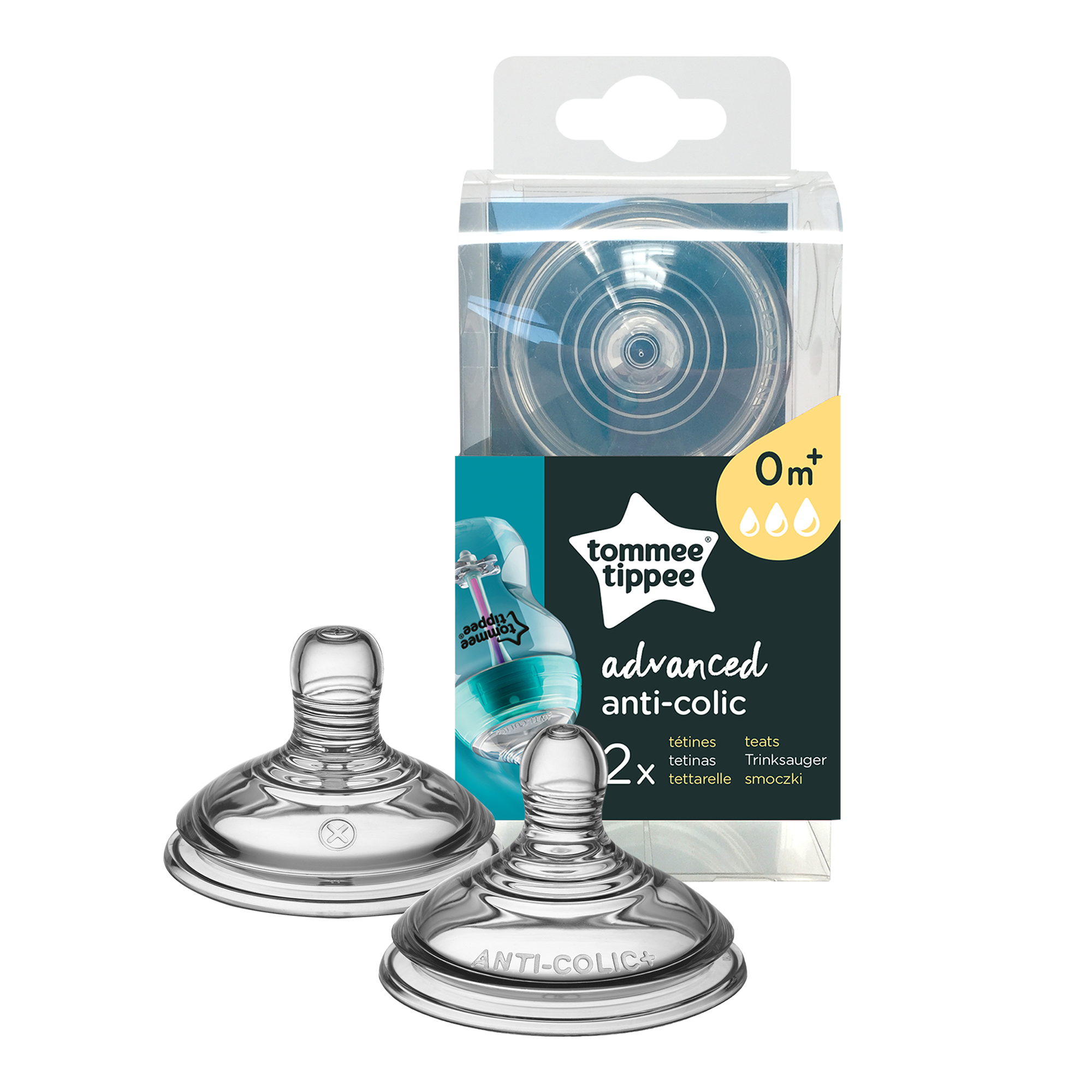 פטמה אנטי קוליק בזרימה משתנה 0m+ (פתח X) מסדרת Advances Anti Colic (זוג במארז)