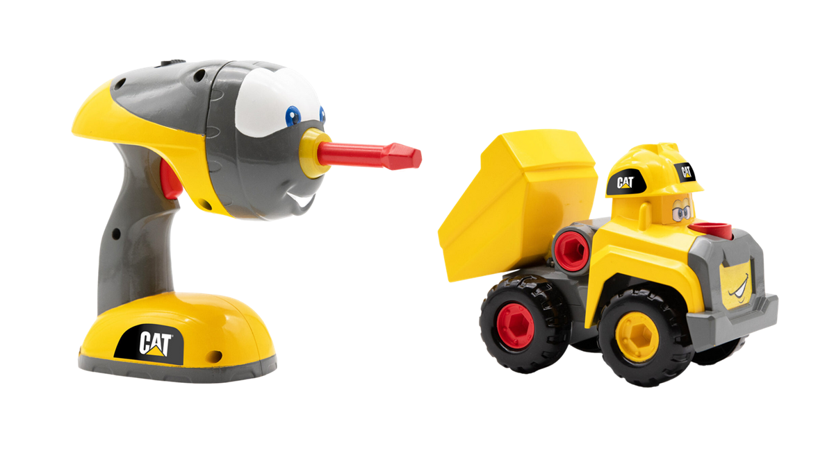 חברי בניה - ערכת מקדחה בניה ותיקון משאית עפר מסדרת CAT JUNIOR