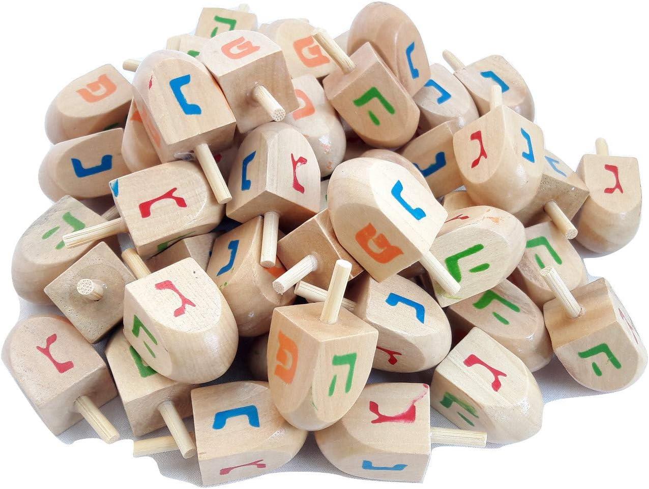 סביבון עץ צבעוני - 12 יח' במארז