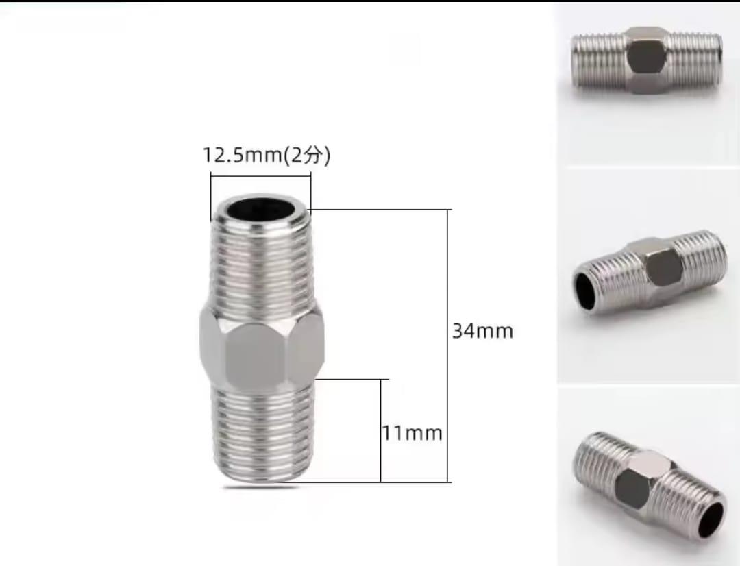 ניפל 12.5 ממ חצי כפול זכר דו צדדי הברגה 4\1 BSP נירוסטה 304 קמפינג לייף