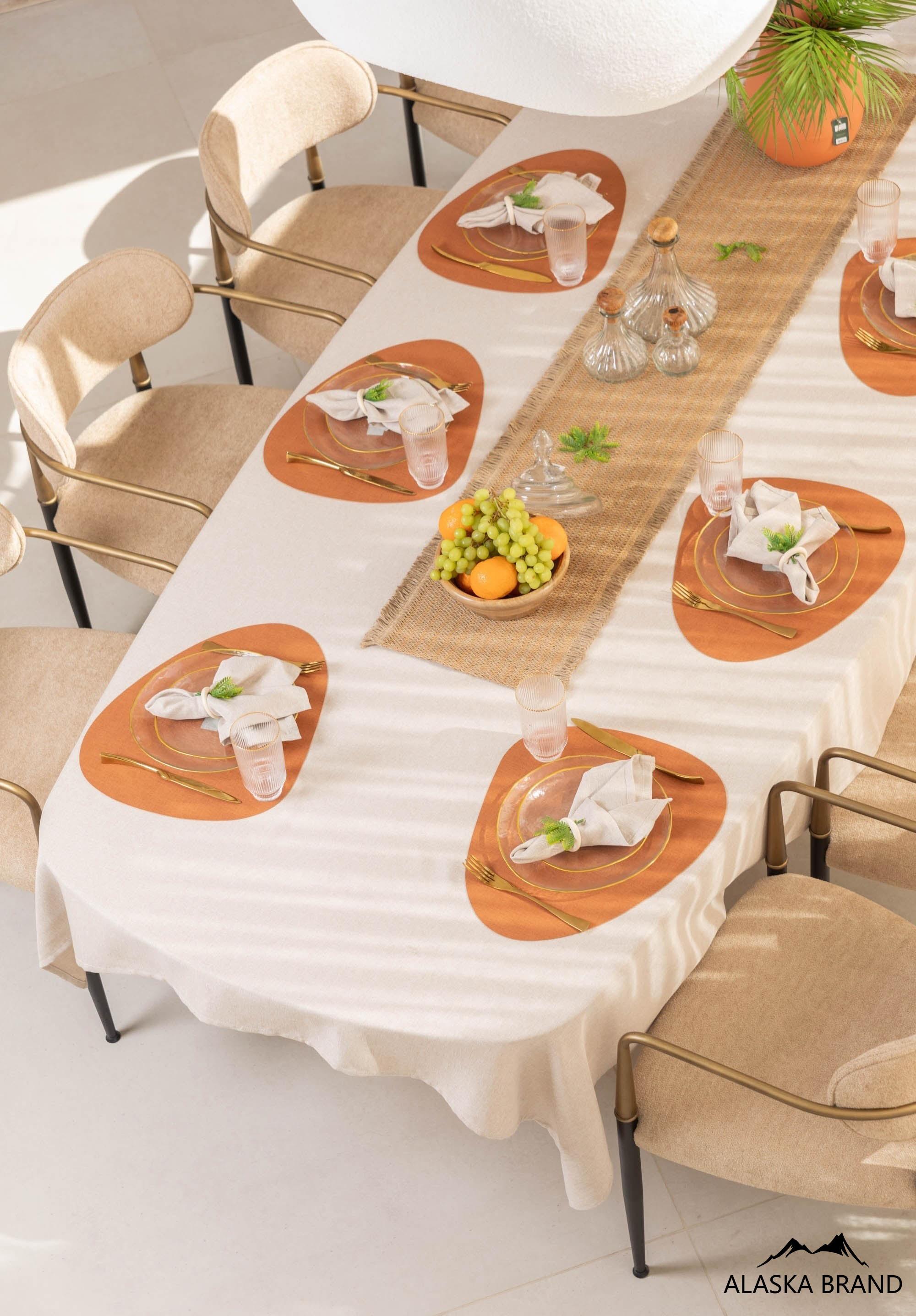 מפת שולחן יוקרתית + סט מפיות לחגים - דגם ביילי אבן | דוחה כתמים