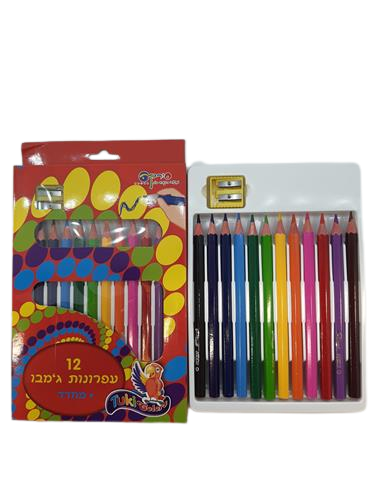 צבעי עיפרון עבים + מחדד צבעי עיפרון עבים + מחדד