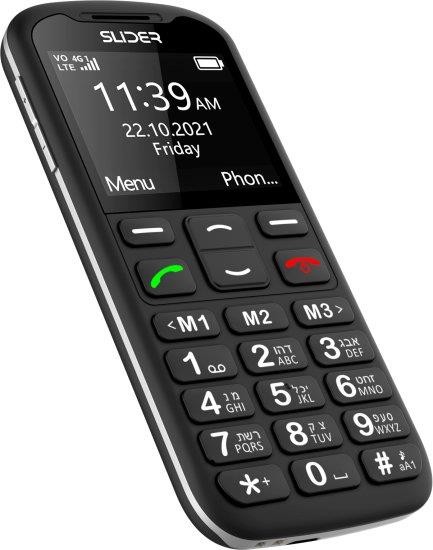 טלפון סלולרי למבוגרים Slider W60A 4G - צבע שחור - יבואן רשמי