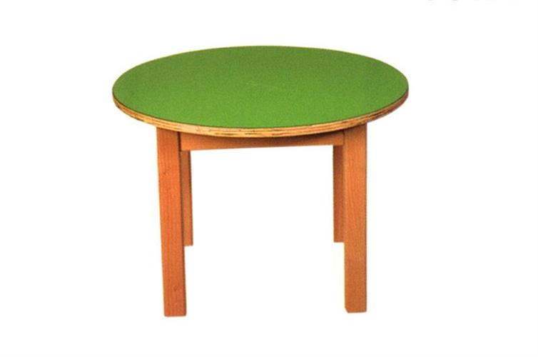 שולחן גן עגול רגל עץ