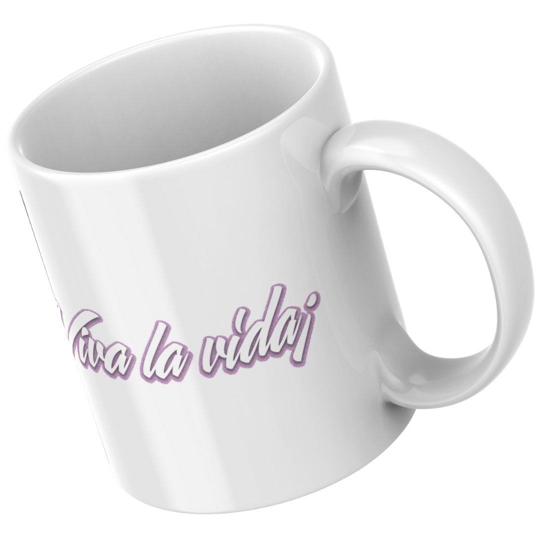 ספל קרמיקה מעוצב בהשראת פרידה קאלו בגוונים סגולים מתנה מיוחדת לאישה