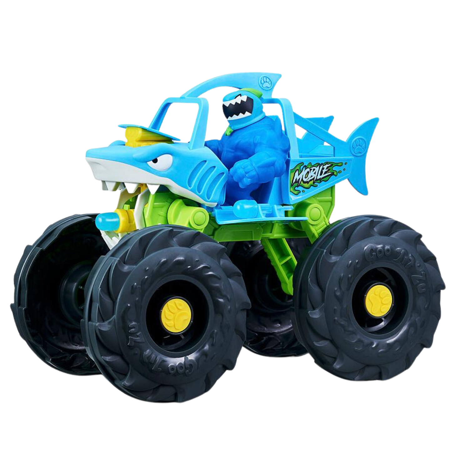 גו ג'יט זו - רכב ידני יורה חיצים - עם דמות סטרץ' טראש הכריש - Goo Jit Zu