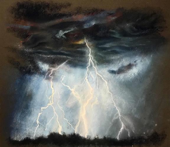 Lightning, 2023, chalk on paper, 50x52 cm
