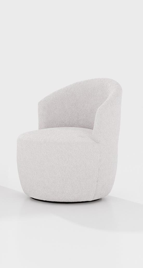 כורסא מעוצבת יוקרתית לבית דגם אדיסון בד בוקלה צבע לבן