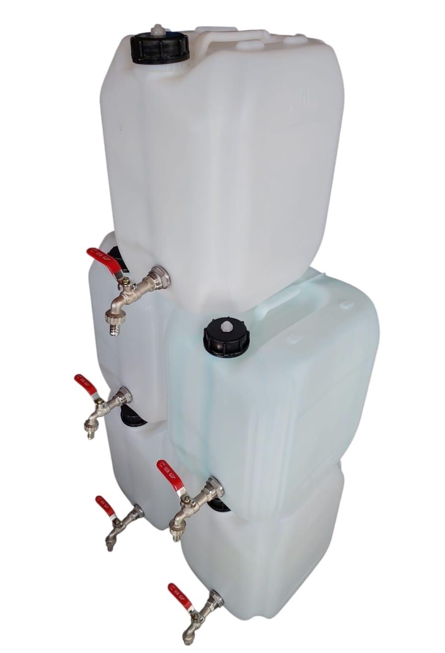 מיכל 25 ליטר וברז חיבור הברז למיכל בעזרת מופה מנירוסטה 304 מהדורה מיוחדת עם נשם קמפינג לייף