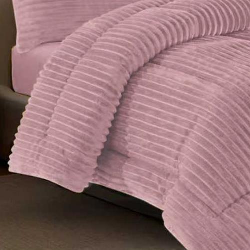 מצעי 100% קורל פליז - רכים ומחממים במיוחד | דגם סטריפ Strip ורוד