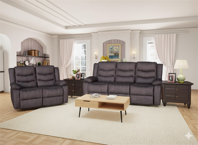 מערכת ישיבה עם ריקליינרים 3+2 דגם טולדו צבע שחור