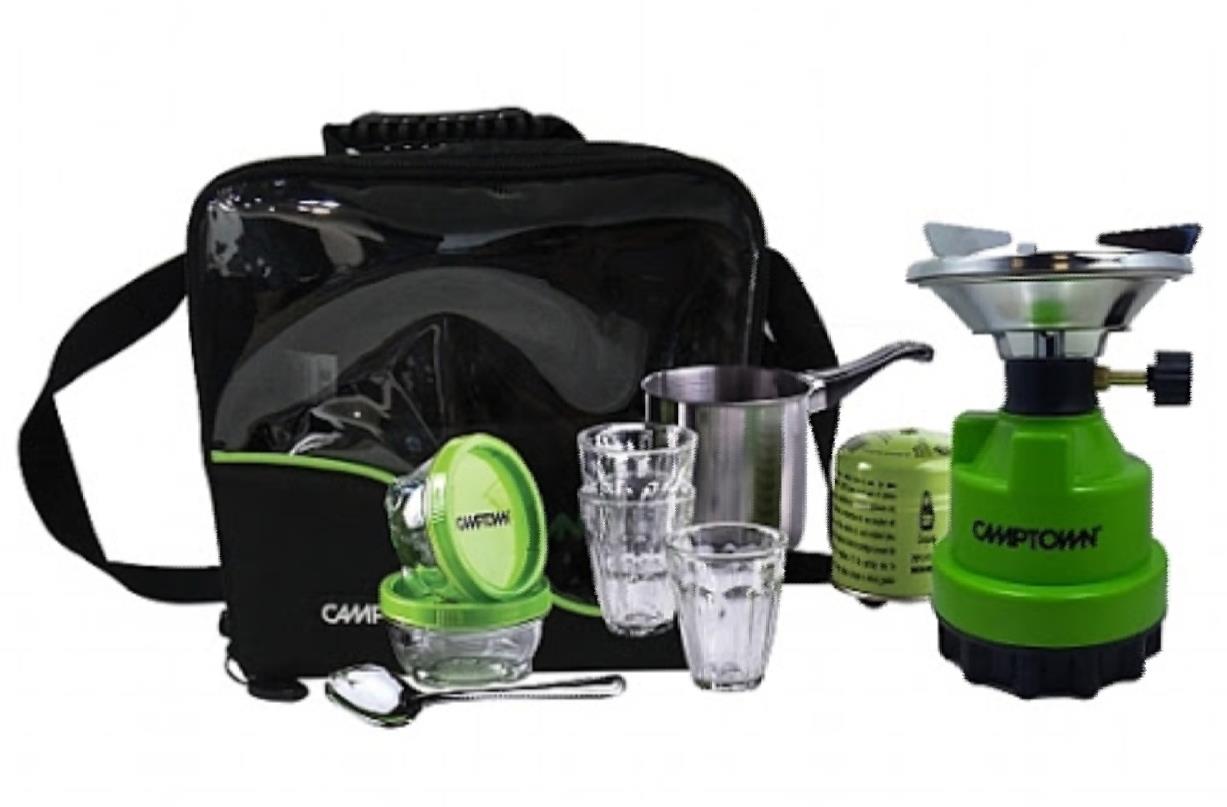 ערכת קפה מבית קמפטאון עם תיק צד יד צבע ירוק קמפינג לייף