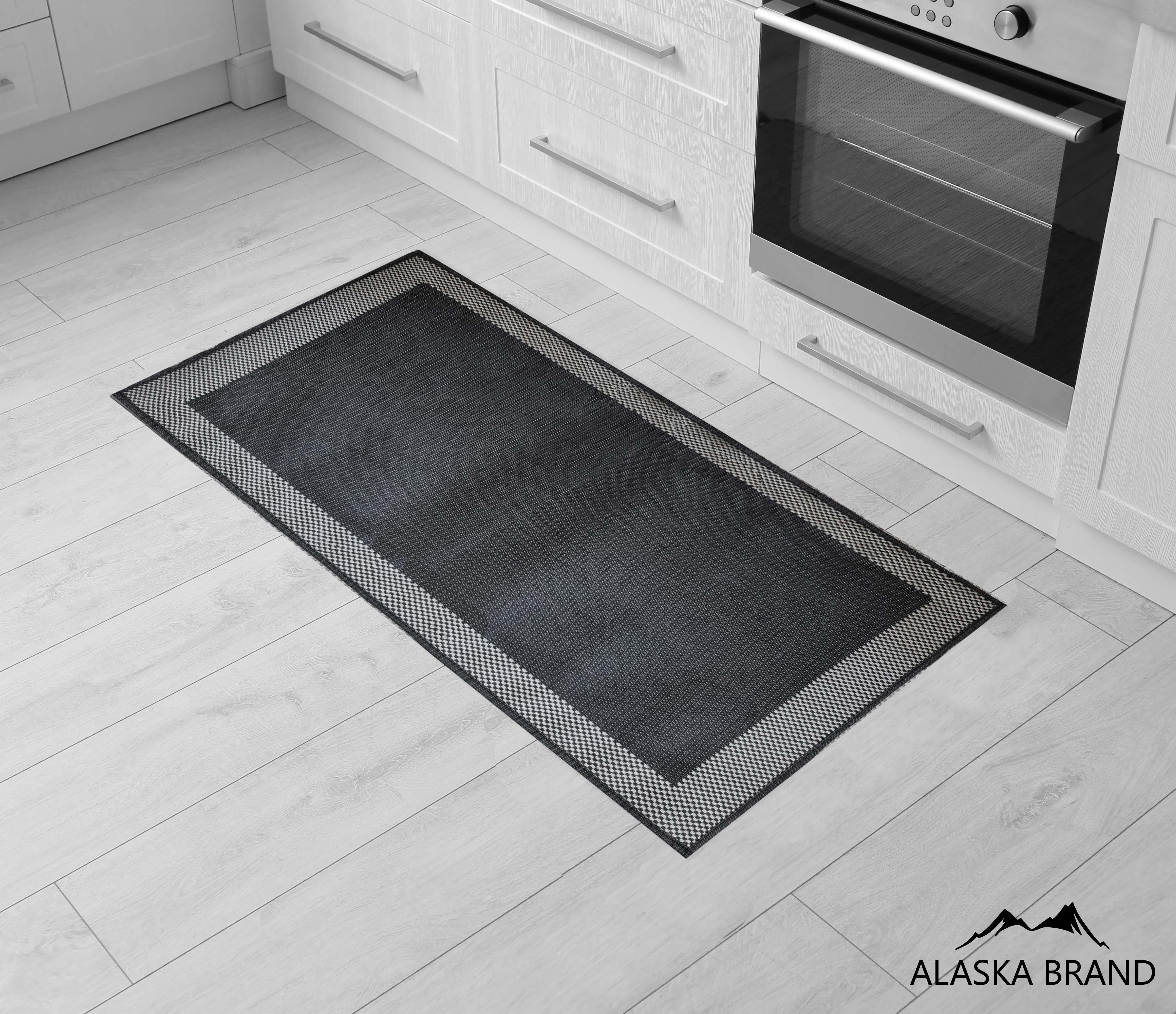 שטיח מטבח איכותי עם גומי בתחתית - דומו אפור מושחר | מבצע ענק