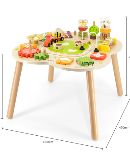 שולחן פעילות וכלי מוזיקה מעץ