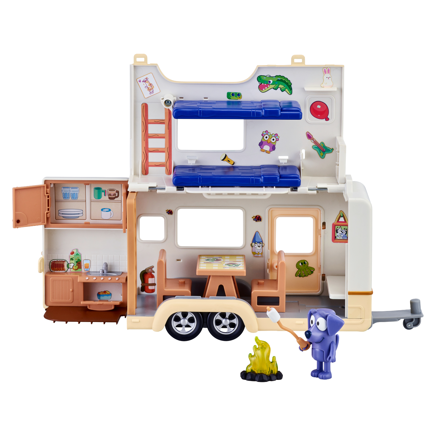 בלואי Bluey קראוון קמפינג עם דמויות ואביזרים - ערכת משחק