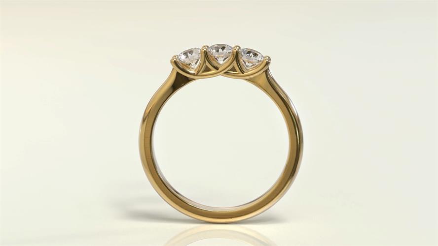 טבעת 3 יהלומים 0.30 קראט זהב צהוב 14K