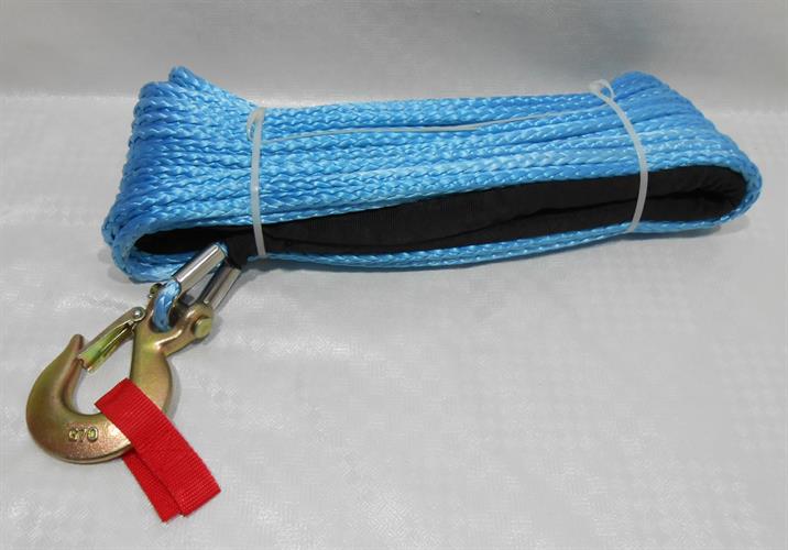 כבל סינטטי לכננת קוטר 9.4 MM אורך 28 מטר SYNTHETIC ROPE צבע כחול כולל אנקול קפיצי 8\3