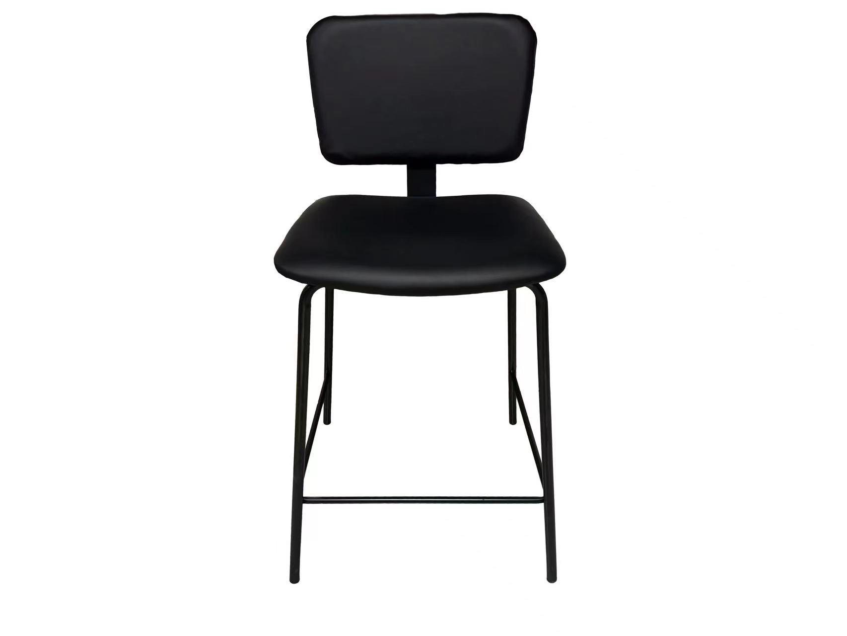 כסא בר מעוצב דגם רטרו דמוי עור שחור
