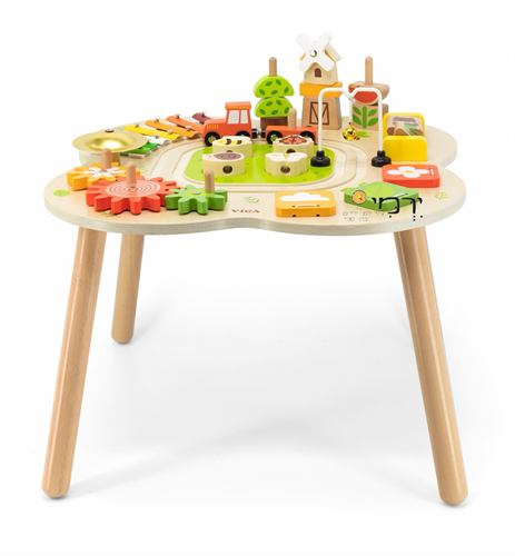 שולחן פעילות וכלי מוזיקה מעץ