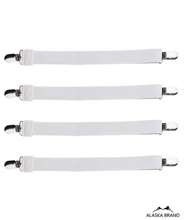 סט 4 תופסנים מתכווננים לסדינים - לבן סט 4 תופסנים מתכווננים לסדינים - לבן