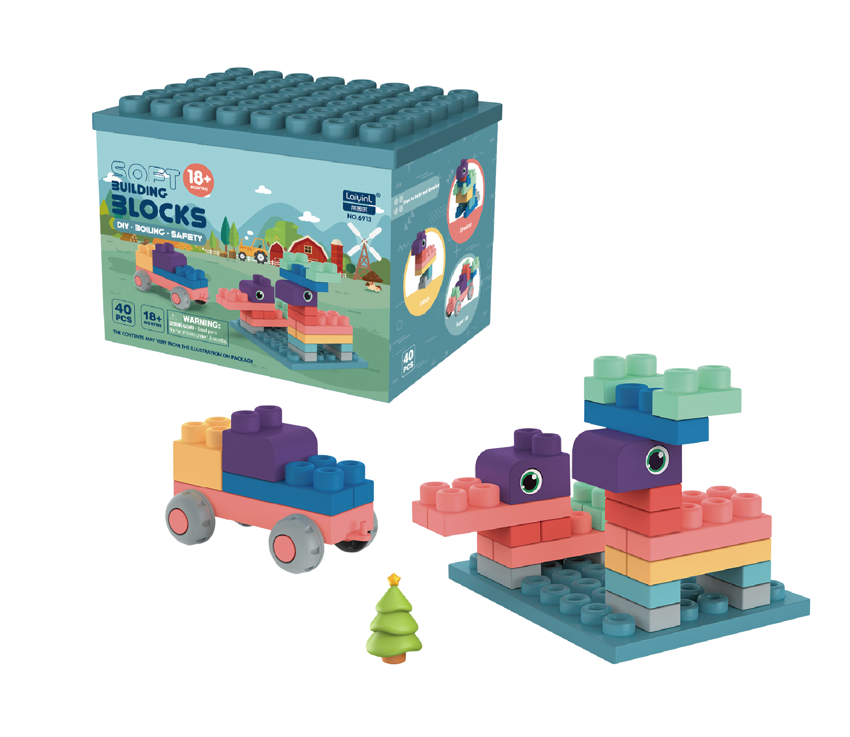 סופט בלוקס Soft Blocks משחק הרכבה 40 אבני הרכבה גמישות